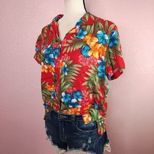 Vintage Short Sleeve‎ Tropical Button Up Shirt Large